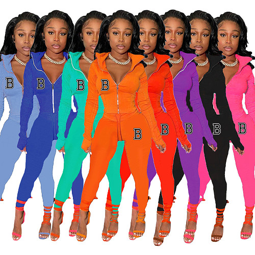 Autumn Sportswear Jacket Tops Leggings 2 Piece Sets OQ-356