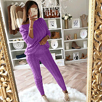 Autumn Winter Women Solid Color Sweatersporty Large Size 2 Pieces Suits RS-1118