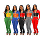 Patchwork Print Zip Jackets Full Pants Tracksuit OQ-046