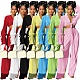Long Sleeve Pleated Lace Up Crop Top Wide Leg Pants Suit NIK-318