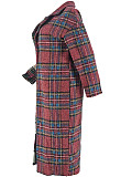 Autumn Winter Women Plaid Print Long Coat ZAND-31303