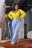 Fashion Women Lantern Sleeve Zipper Front Sweater XT-8218