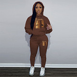 Plus Size Suits Women Printed Hooded Sweatshirt And Sporty Pants DN-N8999B76