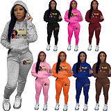 Leisure Women Print Hoodies Sweatshirt And Bodycon Pants Plus Size Sets DN-N8999T38