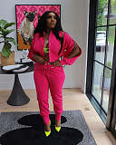 Women Zipper Slit Sleeves Jacket And Pants Sporty Two Pieces Suits AIL-252