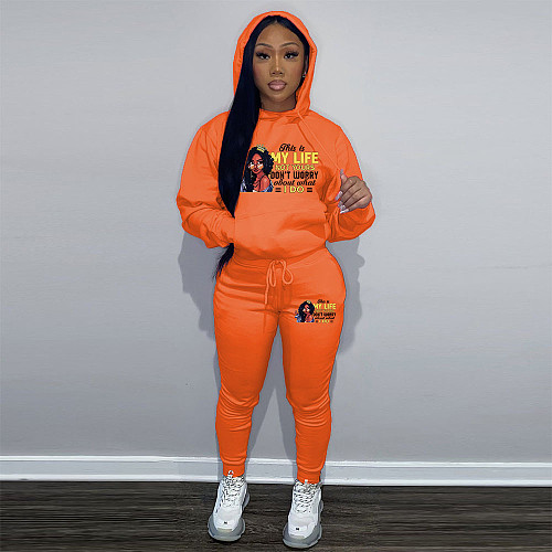 Leisure Women Print Hoodies Sweatshirt And Bodycon Pants Plus Size Sets DN-N8999T38