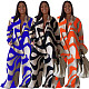 Large Size Suits Women Prints Loose Blouse And Straight Pants NNWY-7953