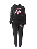Large Size Suits Girl Printed Hooded Sweatshirt With Sporty Pants DN-N8999F26