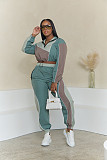 Women Sporty Suits Patchwork Color Long Sleeves Long Pants AIL-256