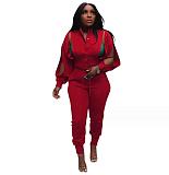 Women Zipper Slit Sleeves Jacket And Pants Sporty Two Pieces Suits AIL-252
