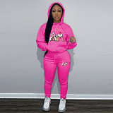 Large Size Suits Girl Printed Hooded Sweatshirt With Sporty Pants DN-N8999F26