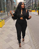 Women Zipper Slit Sleeves Jacket And Pants Sporty Two Pieces Suits AIL-252