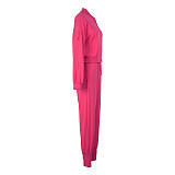 Women Zipper Slit Sleeves Jacket And Pants Sporty Two Pieces Suits AIL-252