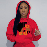 Autumn Winter Women Printed Loose Large Size Hooded Sweatshirt DN-N8888F27