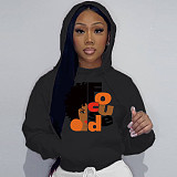 Autumn Winter Women Printed Loose Large Size Hooded Sweatshirt DN-N8888F27