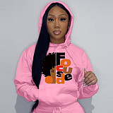 Autumn Winter Women Printed Loose Large Size Hooded Sweatshirt DN-N8888F27