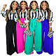 Elegant Ladies Stripes Blouse And Wide-leg Pants Large Size Suits NNWY-7946
