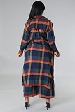 Autumn Winter Ladies Plaid Print Long Coat With Pants Suits ZAND-31308