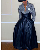 Ladies Solid Color Irregular PU Leather Long Skirt OD-8339