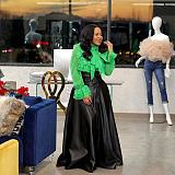 Ladies Solid Color Irregular PU Leather Long Skirt OD-8339