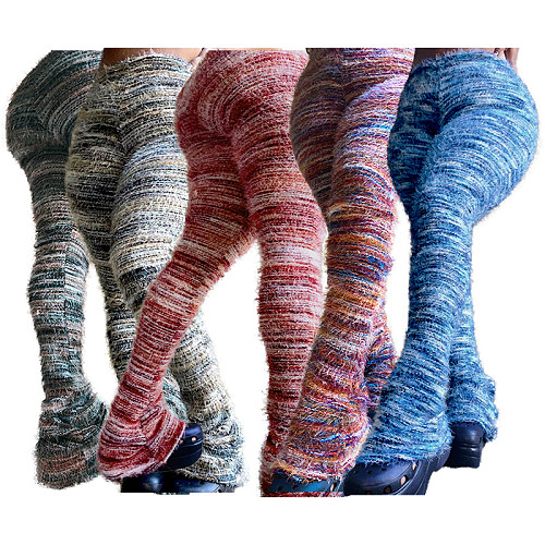 Colorful Striped Girl Fuzzy Flared Pants CH-23113