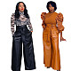 Ladies Solid Color PU Leather High Waist Long Pants OD-8392
