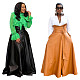 Ladies Solid Color Irregular PU Leather Long Skirt OD-8339