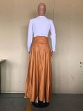 Ladies Solid Color Irregular PU Leather Long Skirt OD-8339
