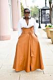 Ladies Solid Color Irregular PU Leather Long Skirt OD-8339