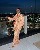 Stylish Printed Women Blouse And Long Pants Two Pieces Sets OD-8629