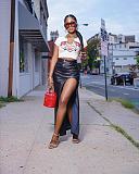 Women Irregular Black PU Leather Split Long Skirt OD-8617