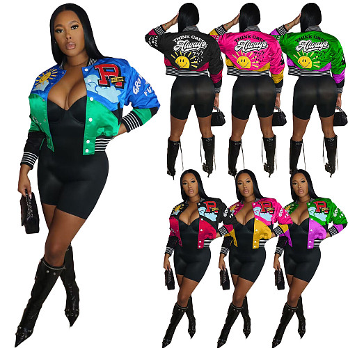 Hiphop Streetwear Print Baseball Bomber Jacket YNS-1881
