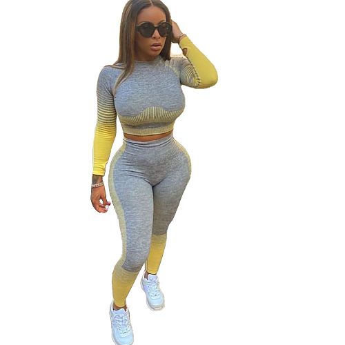 Women Long Sleeves Tops + Bodycon Pants 2 Pieces Suits RS-3983