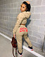 Khaki Autumn Letter Printed Navel Revealing Hoodie Pants Suit RM-6309