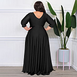 Plus Size Women's Solid V-Neck Sexy Dress NNWY-7670