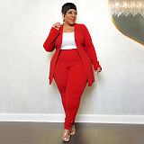 Solid Lapel Coat Tight Pants Work Suit Set NNWY-7750