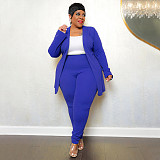 Solid Lapel Coat Tight Pants Work Suit Set NNWY-7750