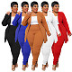 Solid Lapel Coat Tight Pants Work Suit Set NNWY-7750