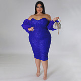 Sequins Spicy Girl Buttocks Up Skirt Evening Dress NNWY-7764