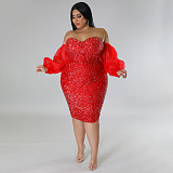 Sequins Spicy Girl Buttocks Up Skirt Evening Dress NNWY-7764