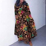 Plus Size Waist Bandage Print Dress NNWY-7964