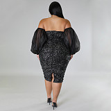 Sequins Spicy Girl Buttocks Up Skirt Evening Dress NNWY-7764