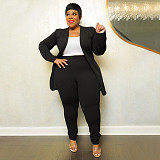 Solid Lapel Coat Tight Pants Work Suit Set NNWY-7750