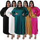 Winter Pleated Round Neck Maxi Dress with Long Sleeves NNWY-7729