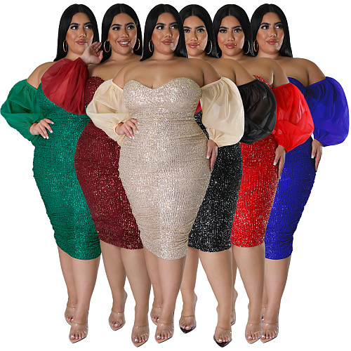 Sequins Spicy Girl Buttocks Up Skirt Evening Dress NNWY-7764