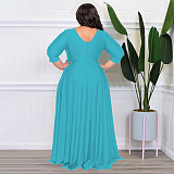 Plus Size Women's Solid V-Neck Sexy Dress NNWY-7670