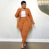Solid Lapel Coat Tight Pants Work Suit Set NNWY-7750