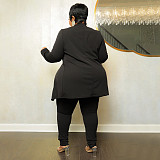 Solid Lapel Coat Tight Pants Work Suit Set NNWY-7750