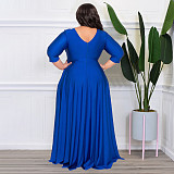 Plus Size Women's Solid V-Neck Sexy Dress NNWY-7670