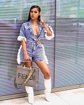 Fashionable Girl Tassel Shorts Denim Three-piece Set YUN-5295